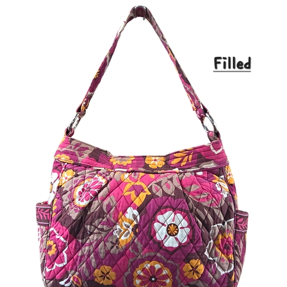 Vera Bradley Pink and Brown Reversible Shoulder Bag with Spacious Interior - Picture 3 of 10